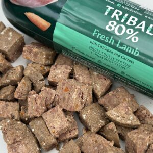 High-value training treats for dogs, sausage meat cut up.