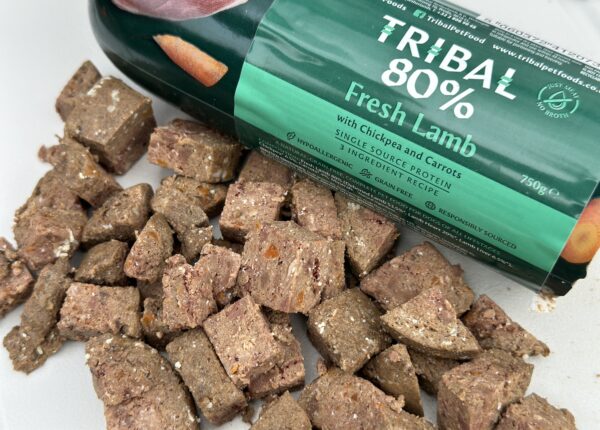 High-value training treats for dogs, sausage meat cut up.