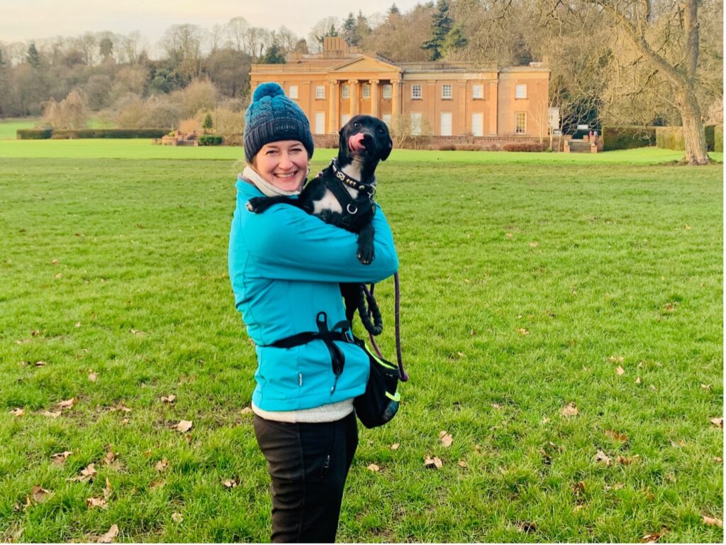 Dog walking outside Himley Hall, West Midlands